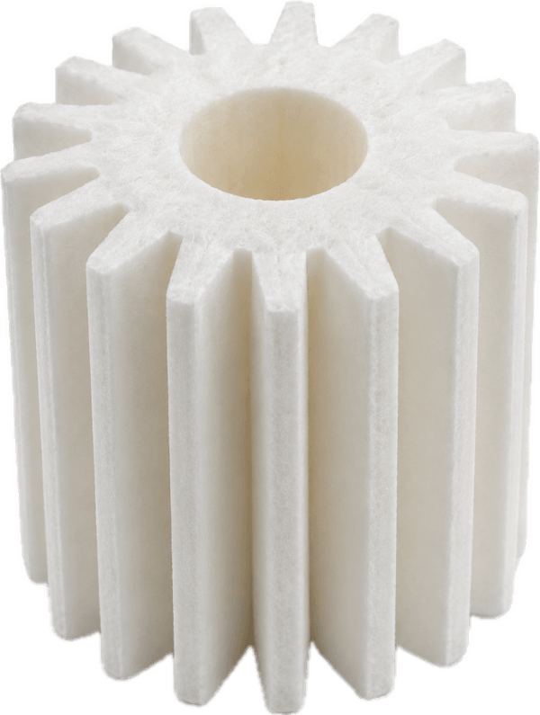 A new white fluted oil filter cartridge